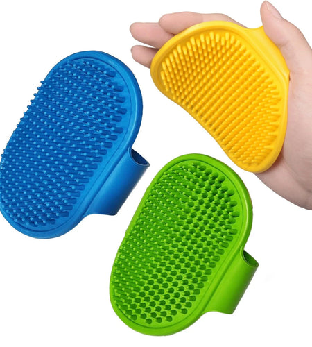 3Pack Pet Bath Brush, Dog Brush Cat Brush, Soft Brush Adjustable Width Size for Pet Shower/Grooming/Washing(Blue Green Yellow)