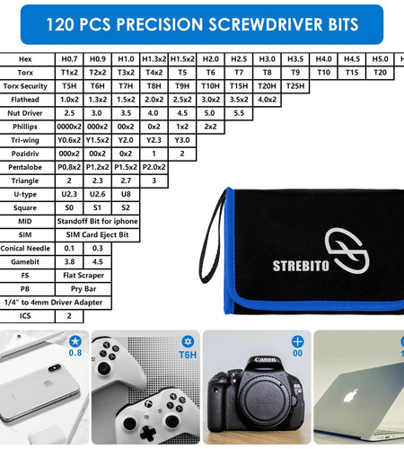 Precision Screwdriver Sets 142-Piece Electronics Precision Screwdriver with 120 Bits Magnetic Repair Tool Kit for Iphone, Computer,Household Appliances, Jewelry, Guita, Tablet,Game Console