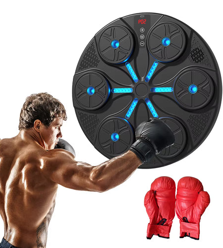 Music Boxing Machine Boxing Reaction Wall Target Type C USB Charging Music Boxing Puncher Adjustable with Gloves for Kids Adults