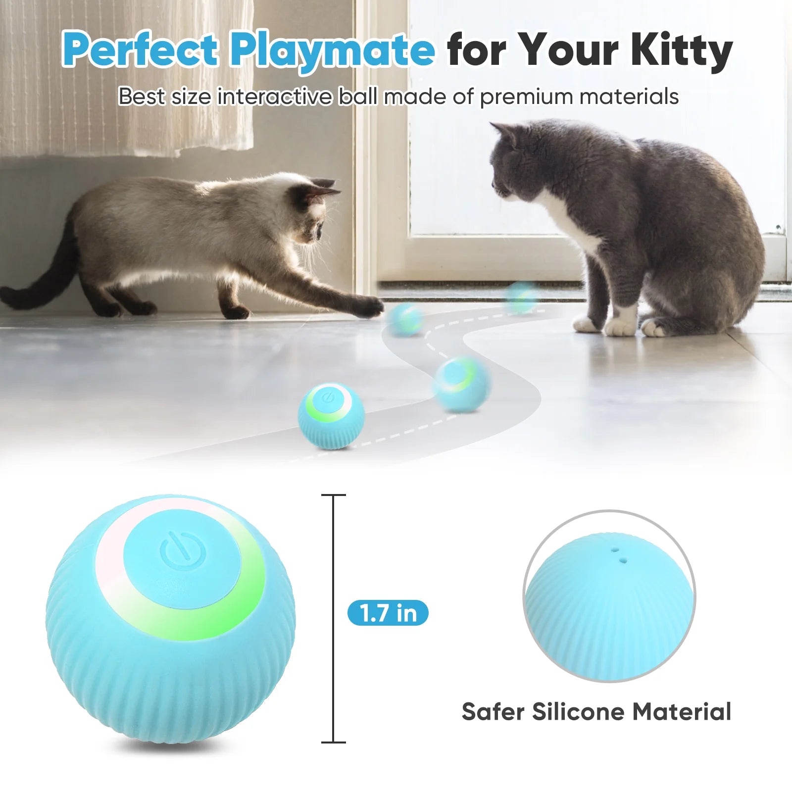 Interactive Cat Toys Ball for Indoor Playing, Pink